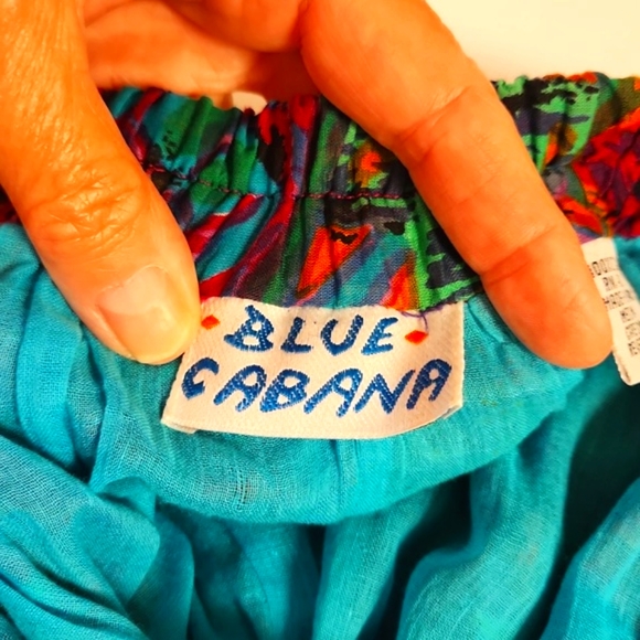 Vintage Beautiful bright Blue Cabana Skirt - has separate lining - Picture 3 of 6